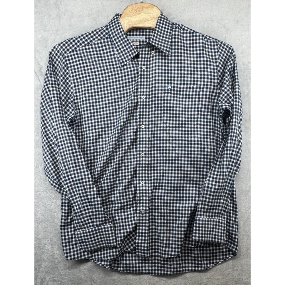 Southern Tide Tailored Fit Button-Down‎ Blue White Check Plaid Shirt Men's XL